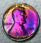 1911 Lincoln Wheat Cent 1C Rainbow Toned Penny Pennies Us Coin