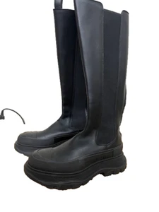 Alexander McQueen Tread Slick knee-boots, Black, Women Size 37.5 / Us Size 7.5 - Picture 1 of 18