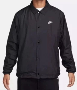 Nike Club Men's Coaches Jacket Size L-Tall Black/White Logo FN3316-010 NWT - Picture 1 of 5
