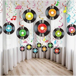 Rockin' Retro Party Pack: 30-Piece 1950's Record Note Cutout Wall Decor Set with - Picture 1 of 7