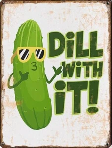 Funny Dill Pickle Vintage Metal Tin Sign HomeLiving RoomKitchenDining RoomBed... - Picture 1 of 6