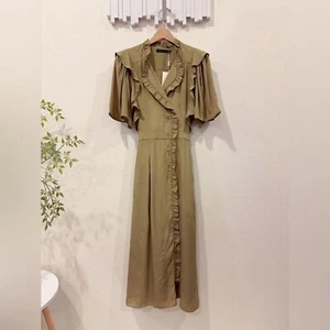 Magali Pascal Hinda Maxi Dress Moss Green NWT Women Dress Size Small - Picture 1 of 5