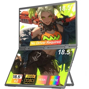 18.5" Dual Screen Portable Folding Monitor 1080P Triple Screen For Game Console - Picture 1 of 10