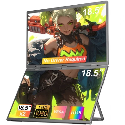 18.5" Dual Screen Portable Folding Monitor 1080P Triple Screen For Game Console - Image 1 of 4