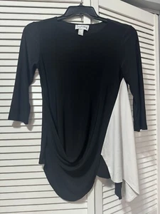 Joseph Ribkoff Black White 3/4 Sleeve Long Top Women's Size 8 - Picture 1 of 5