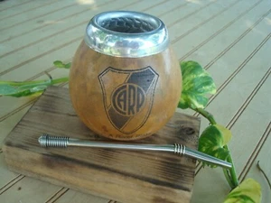 River Plate, ARGENTINA MATE GOURD YERBA TEA CUP, Straw Removable Filter - Picture 1 of 6