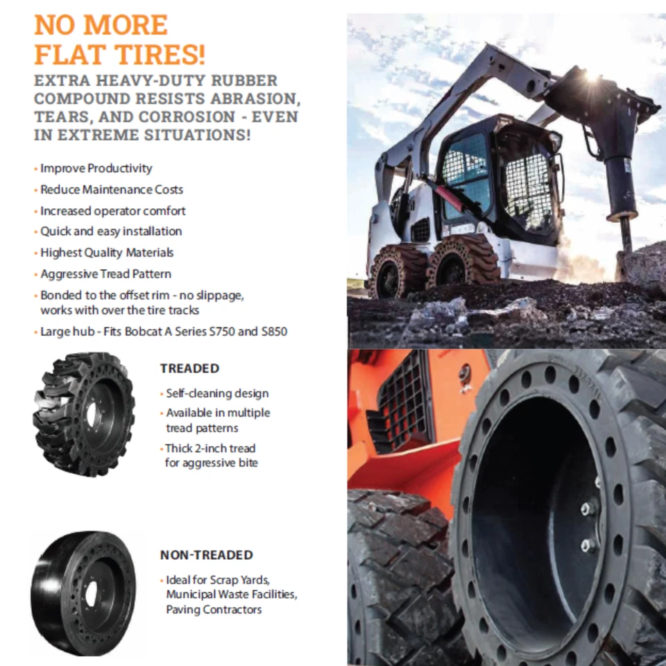 Neumáticos 10X16.5 Neumáticos Multiusos AP-EX Conjunto de Llanta a Prueba Plana Bobcat 624 LH Foto 1 de 4