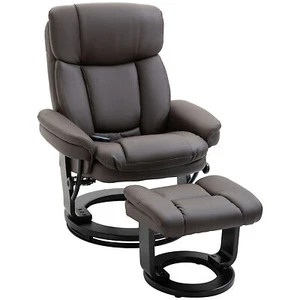 PU Leather Massage Recliner Chair with Ottoman 10 Point Vibration Swivel Seat - Picture 1 of 9