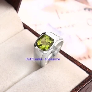 Natural Peridot Gemstone with 925 sterling Silver Ring For Men's #45 - Picture 1 of 6