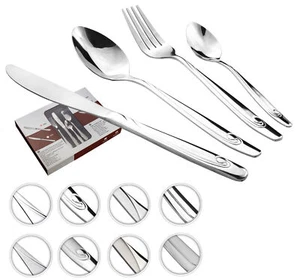 24 tlg Silber Elegant Besteck Menübesteck Edelstahl Set Spiegel / Satin - Bild 1 von 9