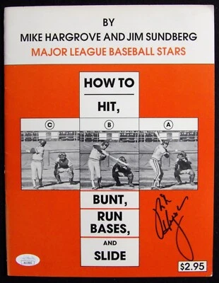 Mike Hargrove Firmado Cómo Golpear Bunt Run Bases Y Libro de Diapositivas JSA Autenticado Foto 1 de 2