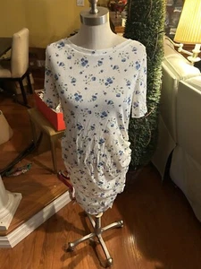 Shein Bodycon-Kleid geblümt Kurzarm an den Seiten gerafft .1xl. nwot - Bild 1 von 6