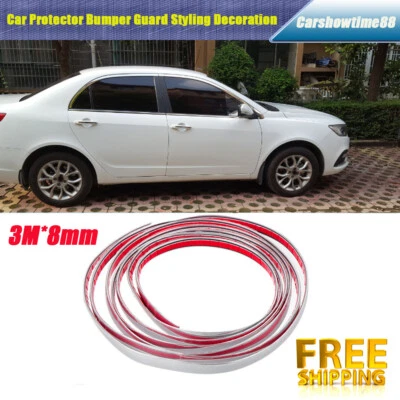 3M Car Protector Bumper Guard Sticker Chrome Styling Window Door Trim Strip 8MM - Image 1 of 4
