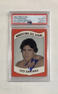Tarjeta autógrafa firmada Tito Santana RC 1982 WRESTLING ALL STARS #13 PSA 6 AUTO 9 - Imagen 1 de 2
