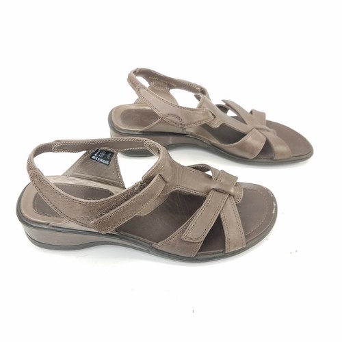 Sandali leggeri zeppa bassa Ecco imbracatura posteriore cinturino punta aperta taglia 38 US 7