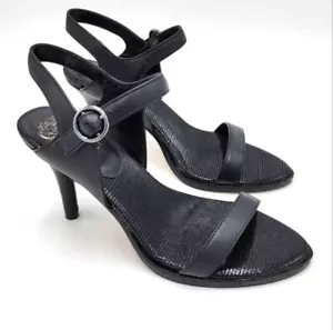 Sandalias de tacón Vince Camuto Lynona de cuero genuino $100 NUEVAS negras talla 8,5 - Imagen 1 de 13