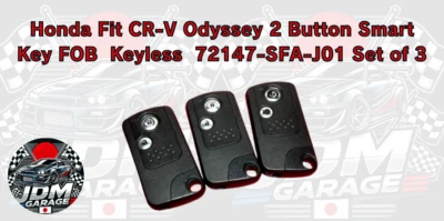 Honda Fit CR-V Odyssey 2 Boutons Smart Key FOB Keyless 72147-SFA-J01 Lot de 3 - Photo 1/4