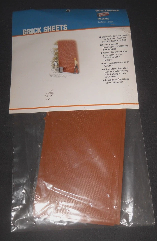 Walthers Cornerstone HO Brick Sheets Light Red Package of 4 Item #933-3522 - Image 1 of 1