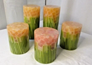 Pier 1 One CANDLES PINK GEILBLATT GEBROCHENES ICE LOOK 5ER SET COTTAGE CORE LOOK - Bild 1 von 12