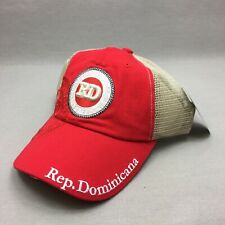 Republica Dominicana Hat Cap Snap Back Men Mesh Trucker Red Beige RD Logo
