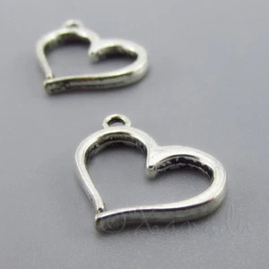 Dijes de corazón colgantes antiguos enchapados en plata 16 mm C4895 - 10, 20 o 50 piezas - Imagen 1 de 16