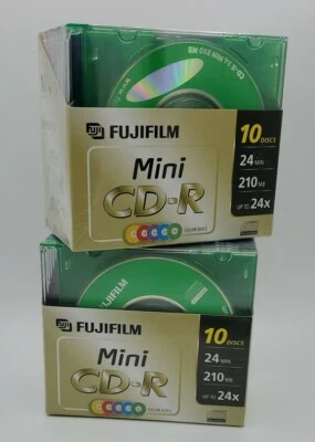  NEW Fujifilm Mini CD-R Two 10 Packs Five Color Discs 24 min. 210 MB up to 24X - Image 1 of 4