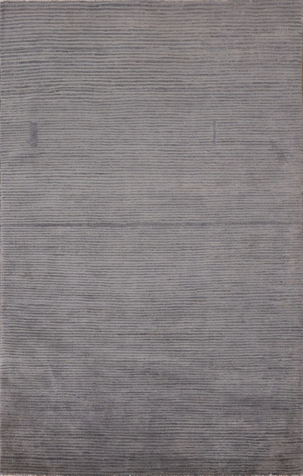 Alfombra oriental moderna a rayas Gabbeh Kashkoli 4x6 alfombra gris lana anudada a mano Foto 1 de 4