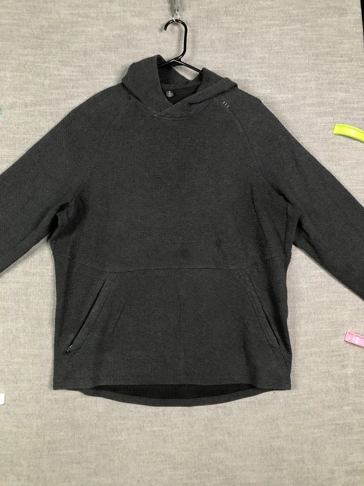 Sudadera con Capucha Lululemon Para Hombres Grande Gris Carbón Texturizada Pullover Bolsillos con Cremallera Raglán Foto 1 de 4