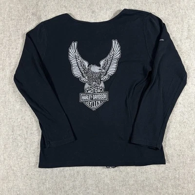 Harley Davidson Cardigan Large? Black Full Zip Motorcycle Retro - Imagem 1 de 4