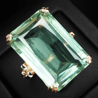 Anillos vibrantes de oro rosa de plata de ley 925 de 31,62 quilates de turmalina verde azulado talla 6 Foto 1 de 4