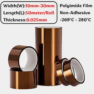 Kapton Polyimide Tape Film Heat Resistant Non-Adhesive Insulation 10-30mm Width - Picture 1 of 6