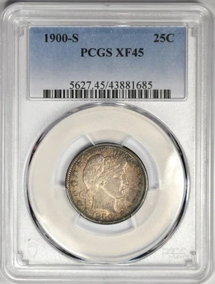 1900-S BARBER QUARTER ~ PCGS XF45 - Image 1 of 4