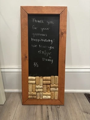 Wine  Corkboard And Chalkboard Sign Wall Decor, Wood Frame Home Decor Decoration - Image 1 of 3