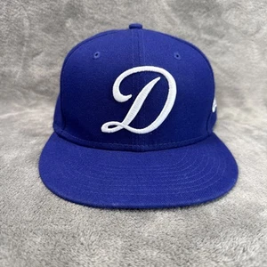 New Era LA Dodgers Hat 59Fifty 7 1/4 Script D Logo Los Angeles Blue Cap - Picture 1 of 8