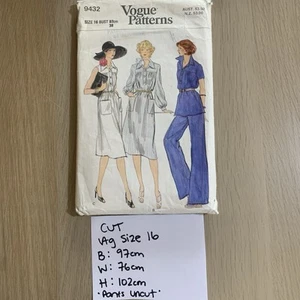 Vogue Pattern 9432 Size 16 38" Cut Women's Shirt Dress ( Pants / Trousers Uncut) - Picture 1 of 3