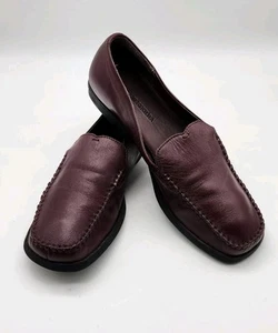 Mocasín Mujer Talla 8.5 Cuero Alto Sierra Meredit Marrón Punta Cuadrada Sin Cordones Plano - Imagen 1 de 6