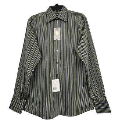 Camisa Axcess a rayas para hombre con botones sin arrugas 15 1/2 talla 34-35 nueva con etiquetas Foto 1 de 4