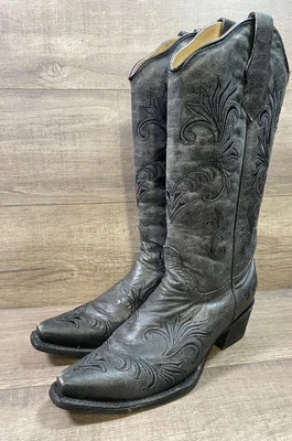 Circle G Western Cowgirl Boots Gray Leather Southwestern Womens Size 7.5 - Image 1 of 4