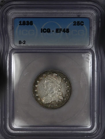 1836 Capped Bust Quarter B-2 ICG EF45 XF45 Cover