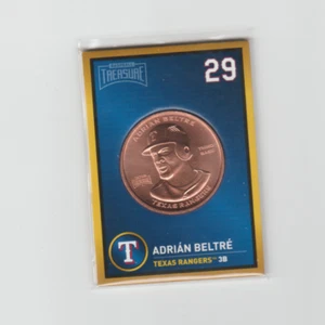 Tarjeta de moneda del tesoro de béisbol 2018 Adrian Beltre Rangers - Imagen 1 de 2
