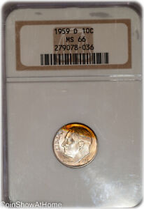 1959-D 10C NGC MS66 Toned Old Holder