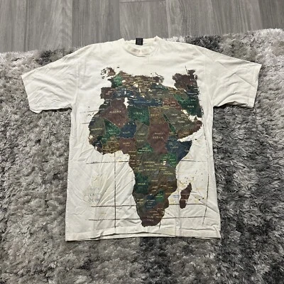 Camiseta Vintage Masculina Tamanho 2XL Mapa da África e Europa Manga Curta Gráfica AOP - Imagem 1 de 4