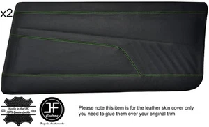 2x FUNDA DE CUERO PARA TARJETA DE PUERTA DELANTERA PUNTADA VERDE SE ADAPTA A ALFA ROMEO SPRINT ALFAUD MK3 - Imagen 1 de 3