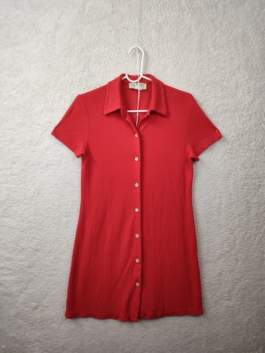 PALM ANGELS Abito donna Tailor New York rosso medio 100% rayon manica corta cambio bottoni KL