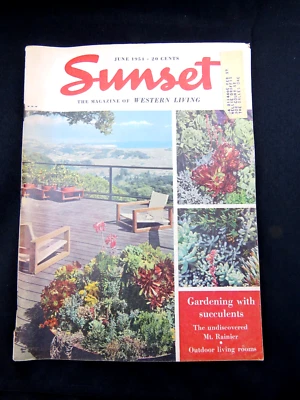 Sunset  Magazine June 1954  Western Homes, Gardens, Cooking & Travel Succulents - Image 1 of 2