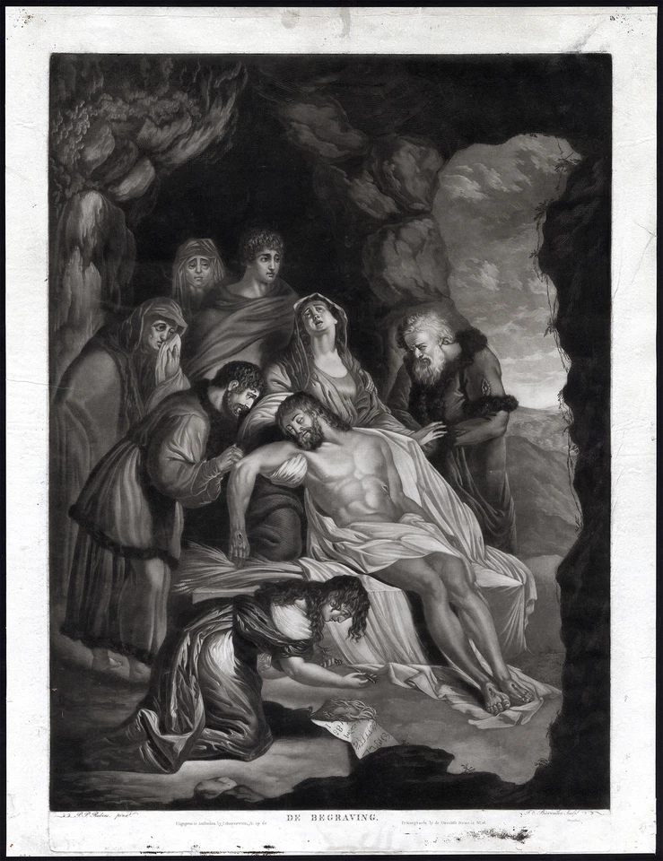 Antique Print-ENTOMBMENT-CHRIST-MARY-MAGDALENE-Rubens-Bierweiler-ca. 1810 - Image 1 of 1