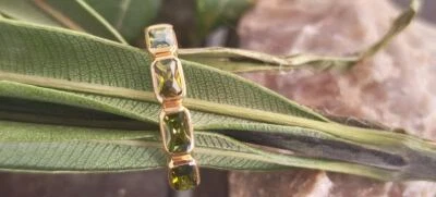 Handmade 18K Lab Created Peridot Stone Stacking Bridal Promise Ring Gift For Her - Image 1 of 3