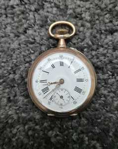 Montre à gousset en argent 0,800 marque déposée La Reine JM remontoir 10 rubis - Picture 1 of 9