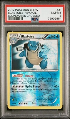 Pop 12! NM 2012 Pokemon Boundaries Crossed Blastoise #31 Reverse Foil Rare PSA 8 - Image 1 of 2