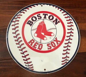 BOSTON RED SOX MLB EMBOSSED METAL NOVELTY ROUND SIGN 2005 - Picture 1 of 2